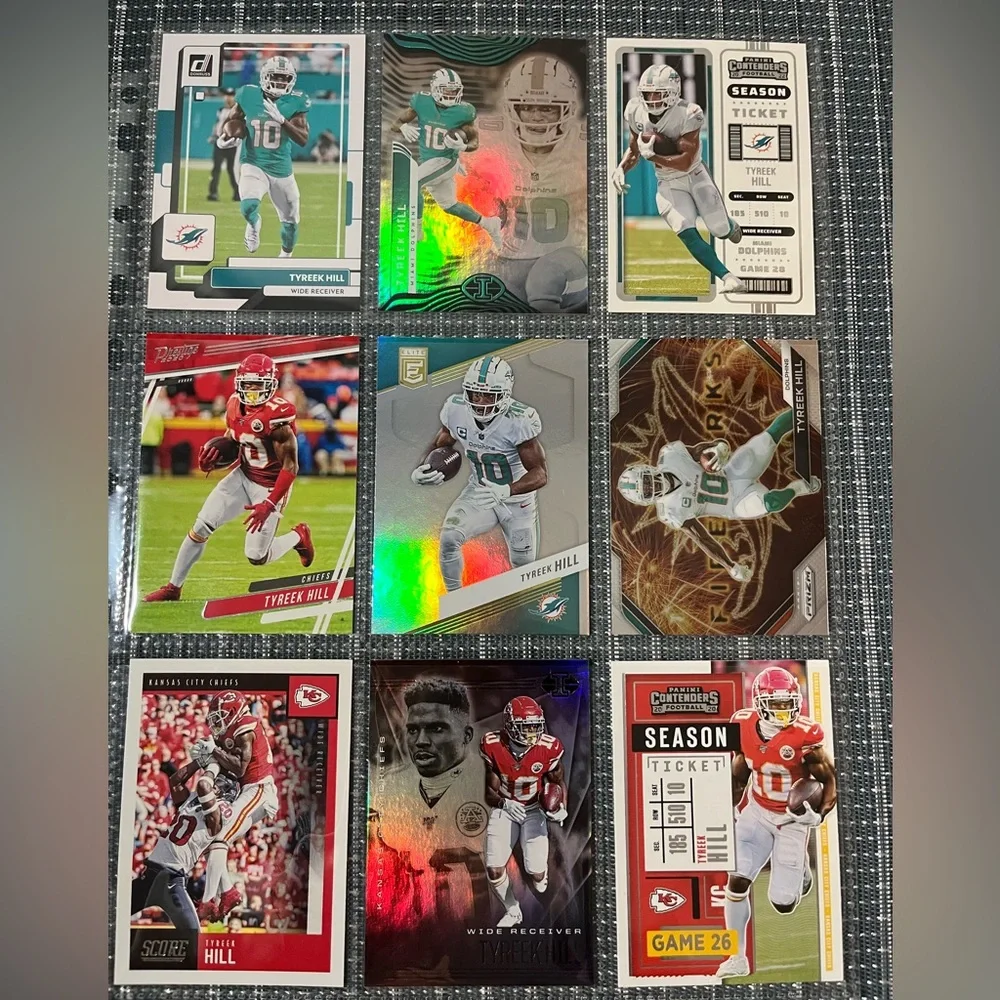 🏈 Tyreek Hill Dolphins/Chiefs NFL Football Sports Trading Cards - Lot of 9